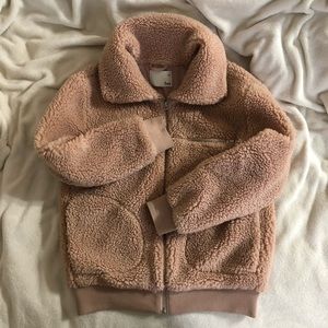 Blush Pink Teddy Bomber